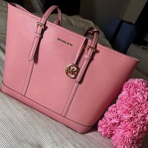 Michael Kors Pink Saffiano Leather Tote Bag